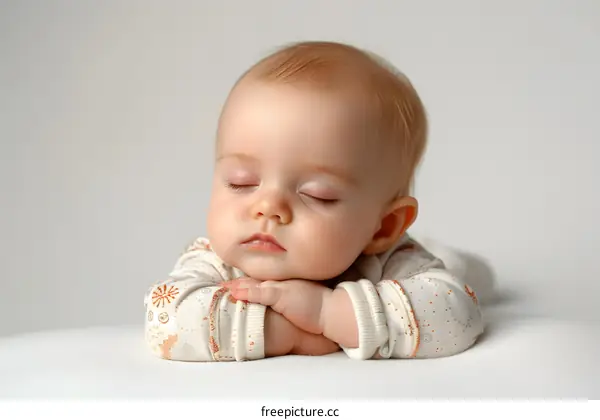 A cute baby girl sleeping peacefully