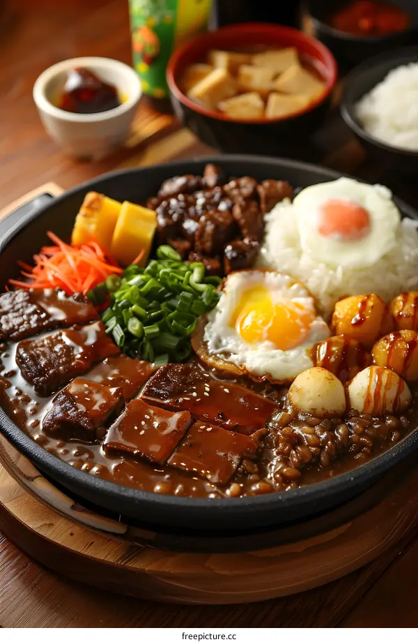 Japanese beef curry with rice and egg