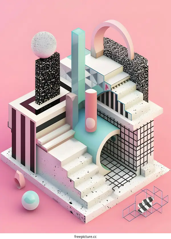 Abstract 3D Geometric Shapes Design