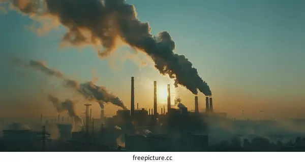 The smoke billowing from the factory's chimney poses a serious health hazard to nearby communities