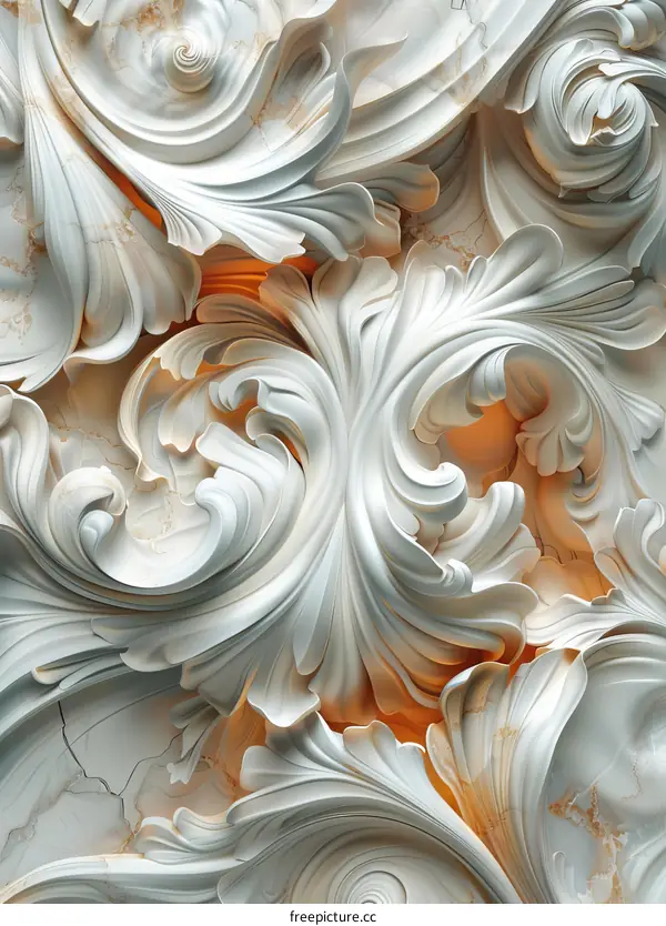 Ornate White and Gold Floral Damask Pattern