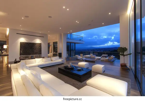 Modern Luxury Living Room with Panoramic Views