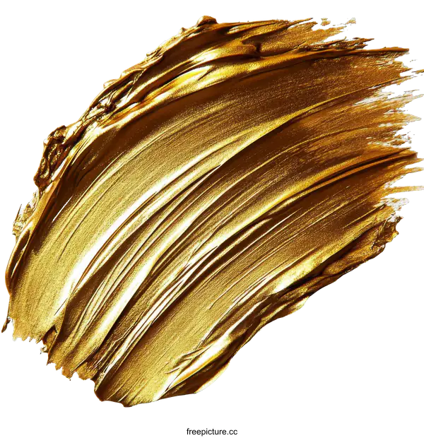 [Transparent Background PNG]Golden Paint Stroke Abstract Art