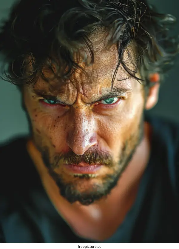 Close Up Angry Man Portrait