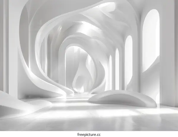 Modern white empty interior with curves
