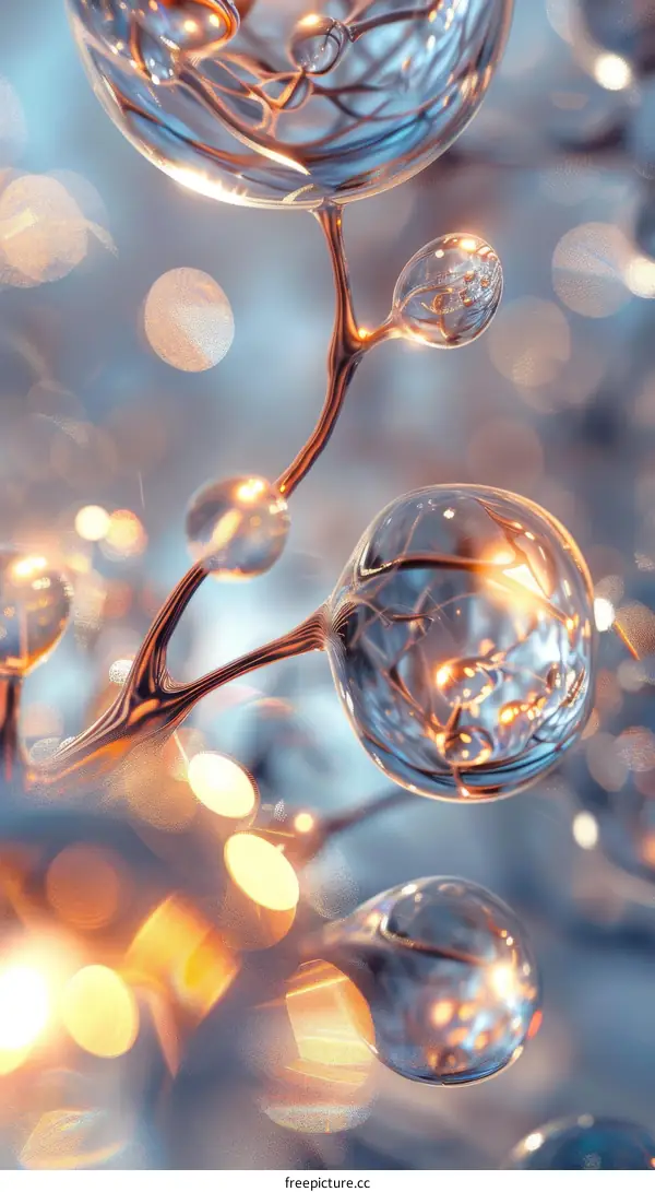 Abstract Illustration of Transparent Bubbles and Branches