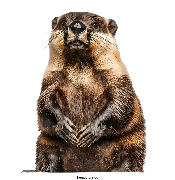[Transparent Background PNG]Close Up of a Marmot Sitting Up with its Paws Together Looking Upward