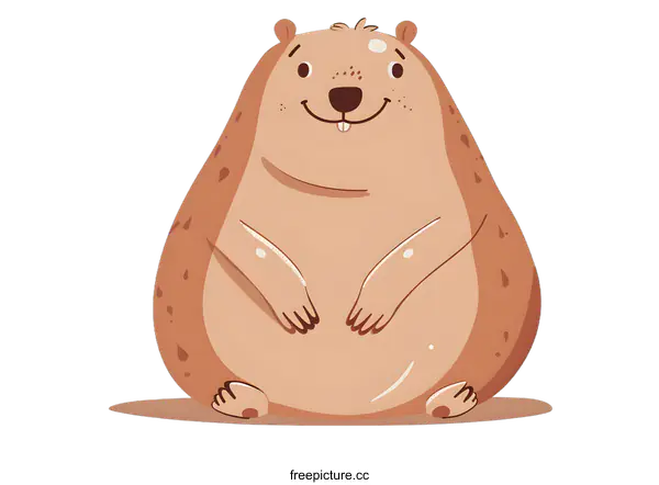 [Transparent Background PNG]Cute Cartoon Illustration of a Smiling Groundhog