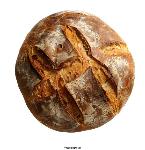 [Transparent Background PNG]Freshly Baked Crusty Round Loaf of Bread