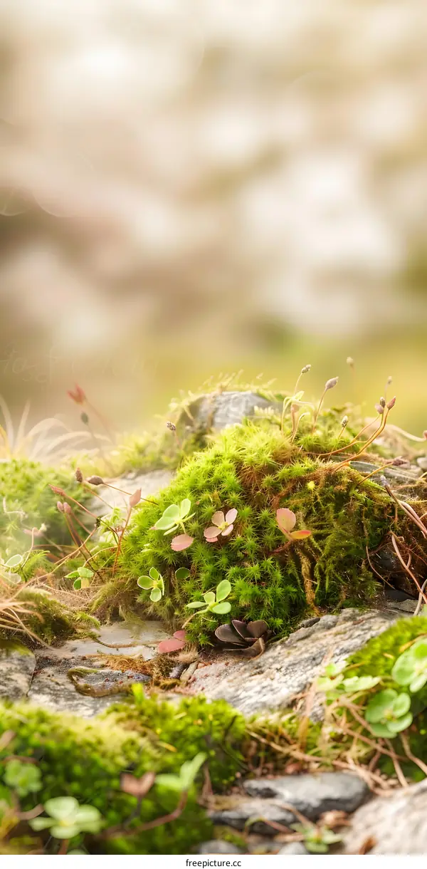 Green Moss on Rocks in the Forest