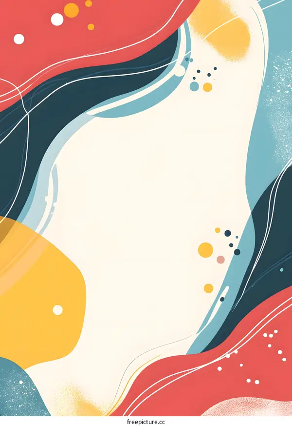 Abstract Colorful Background with Wavy Lines and Circles