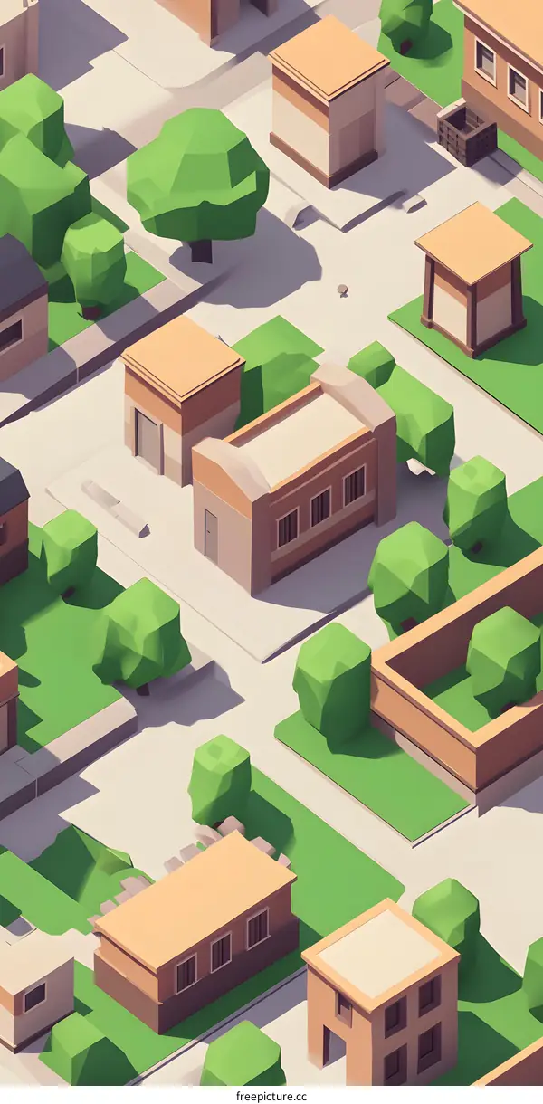 Low Poly Style Cityscape Illustration