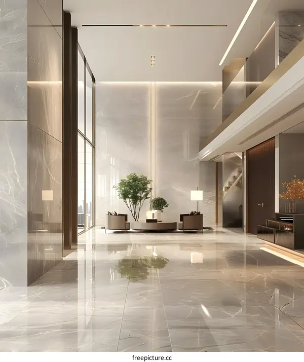 Modern Luxury Lobby Interior Design With Marble Floor