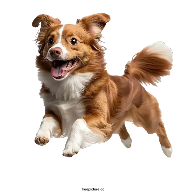 [Transparent Background PNG]Happy Dog Jumping in the Air