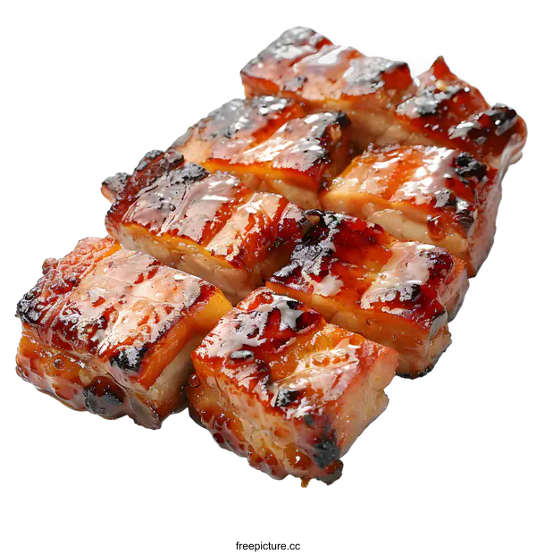 [Transparent Background PNG]Delicious BBQ Pork Ribs on White Background