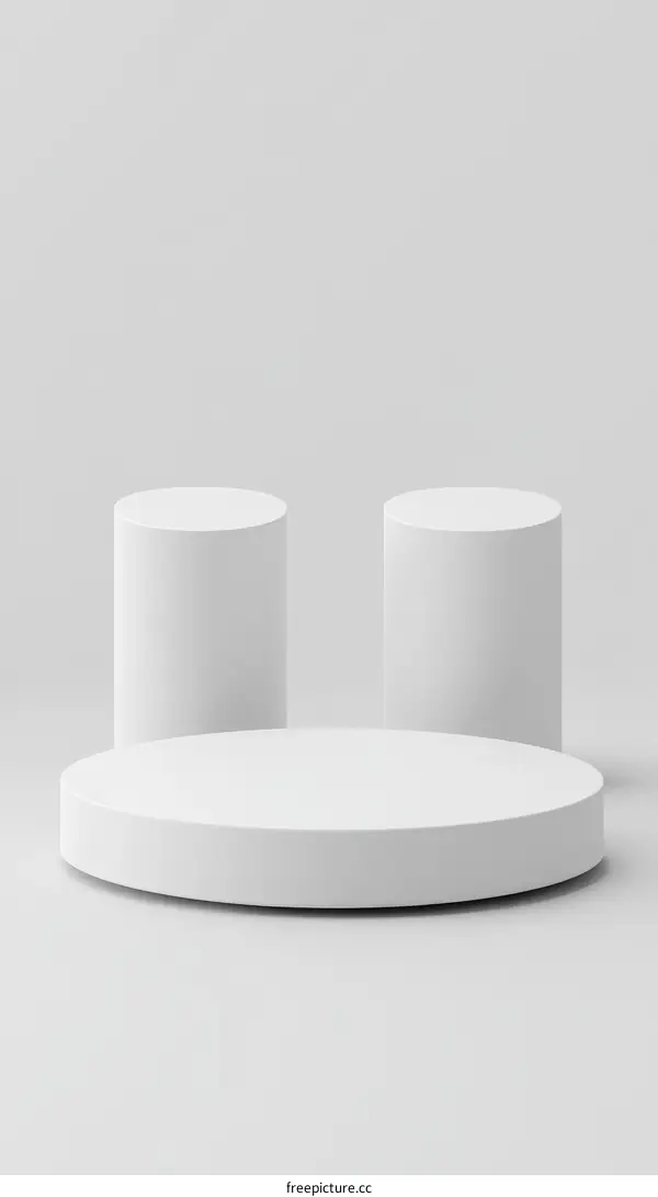 White Cylindrical Pedestals Display Platform