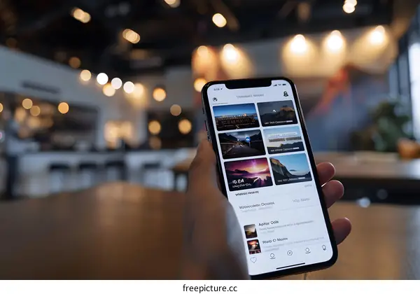 Person Holding a Smartphone With Travel Pictures