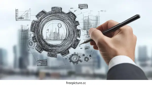 Hand Drawn Business Strategy Gears Plan