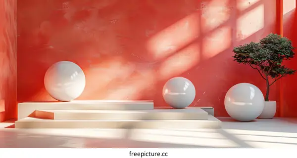 Modern Minimalist Product Showcase in Coral Red