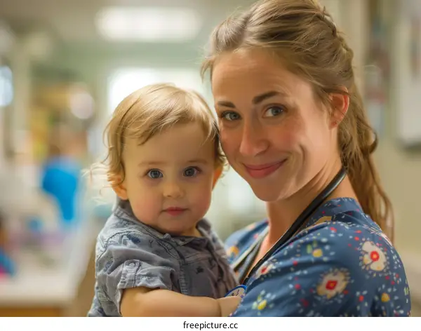 Pediatrician with young patient