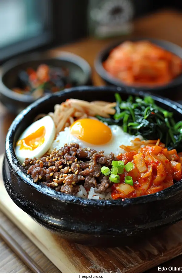 Korean Bibimbap in a Hot Stone Bowl