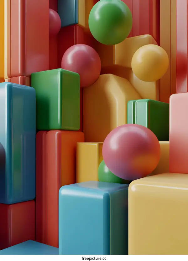 Abstract 3D Colorful Geometric Shapes Background