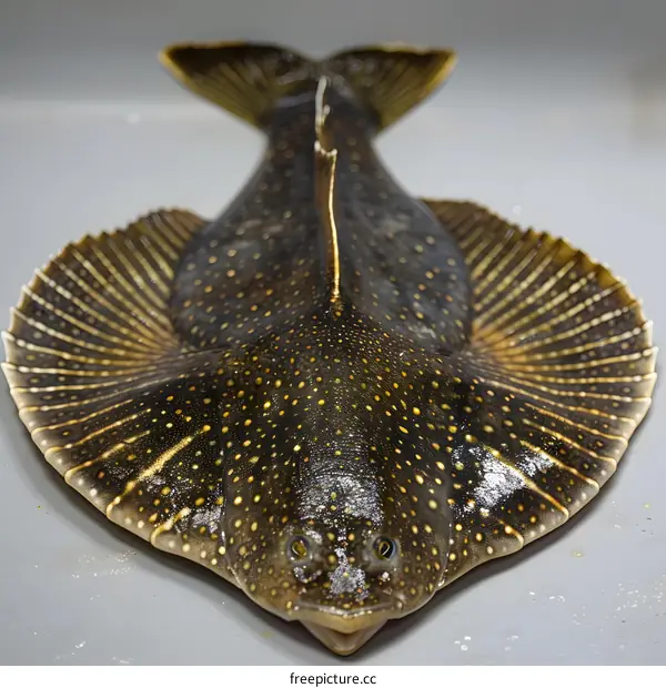 Close-up of a raw flounder fish