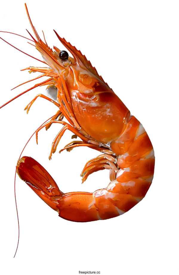 [Transparent Background PNG]Single cooked prawn on a gray background