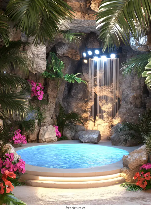 Tropical Paradise Waterfall Cave Pool