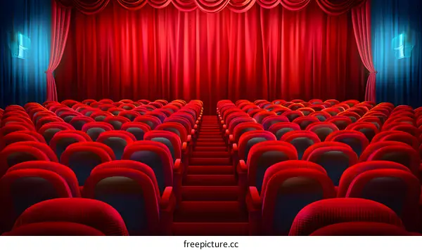 Red Velvet Theater Seats with Stage Curtains