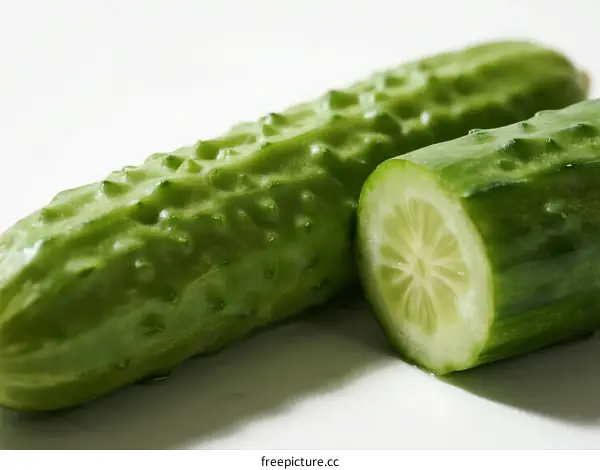 Fresh Green Cucumber with Smooth Skin and Edible Seeds