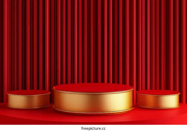 Luxury Red and Gold Stage Podiums