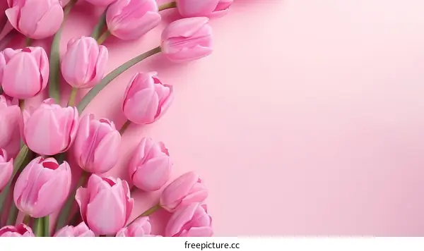 Pink tulips on a pink background