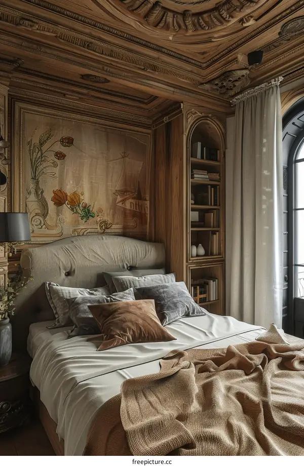 Elegant Antique Wooden Bedroom Interior Design