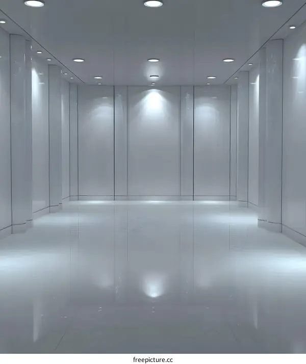 Empty White Room with Ceiling Lights