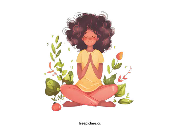 [Transparent Background PNG]Woman Meditating With Closed Eyes