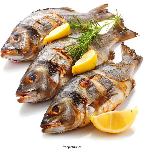 Grilled fish with lemon and rosemary