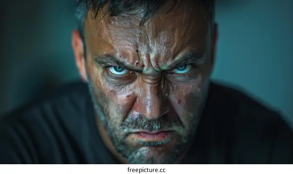 Close-up Angry Man Face