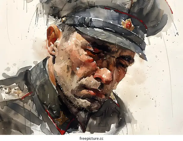 Portrait of a soldier in a cap