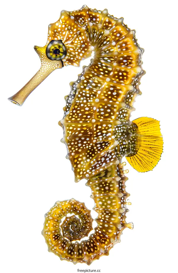 A yellow and white seahorse