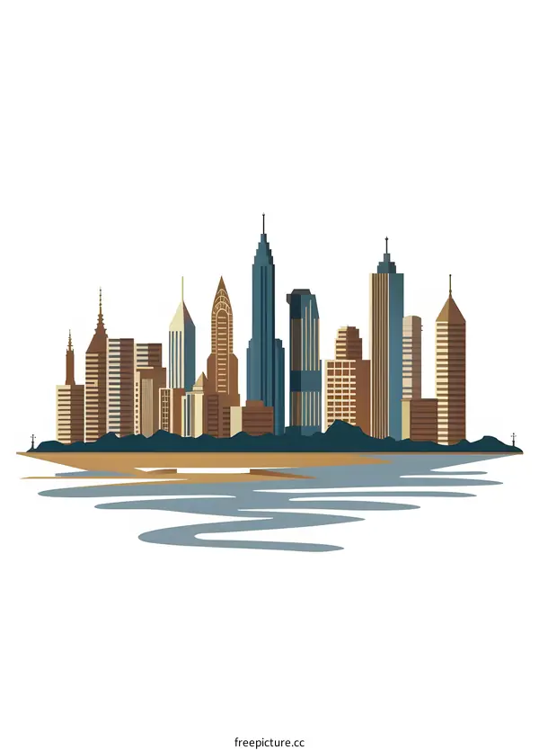 Cityscape Illustration of Modern City Buildings