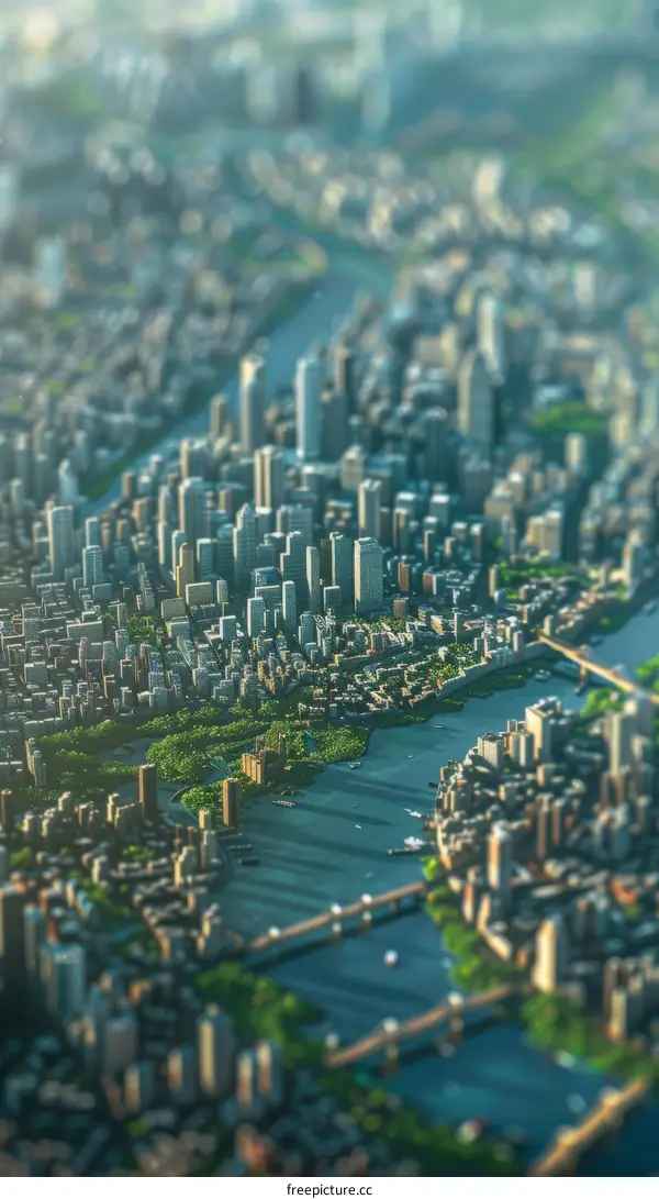 Miniature City with Meandering River