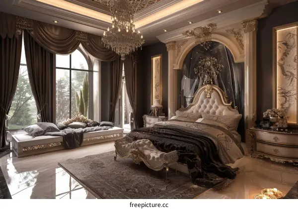 Luxury Bedroom Interior Design with Baroque Style