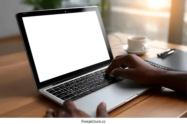 Person Working on Laptop in Cafe