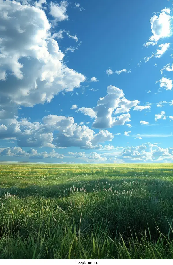 Vast Green Meadow Under a Beautiful Sky