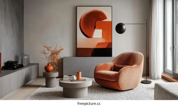 Modern Living Room Interior Design with Abstract Art