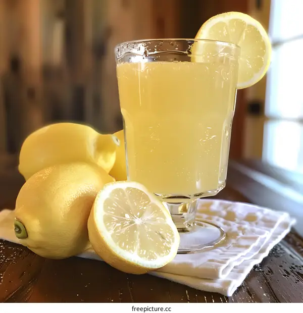 Freshly Made Lemonade With Lemon Slices