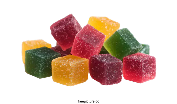 [Transparent Background PNG]Colorful Fruit Candy Cubes Close Up