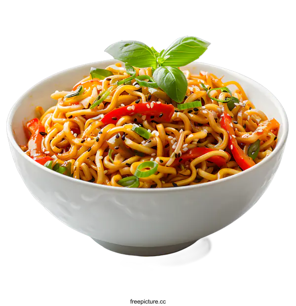 [Transparent Background PNG]A bowl of noodles with vegetables