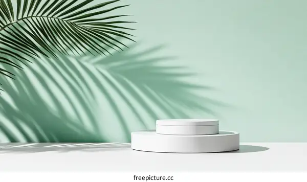Minimalist Summer Product Display with Palm Leaves